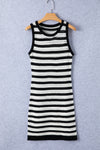 Openwork Striped Wide Strap Knit Dress