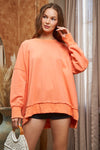 Front view of Side slit oversized sweatshirt peach