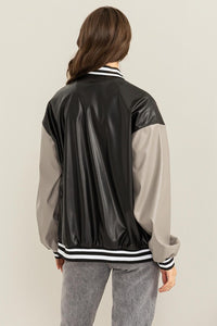 Game On PU Colorblock Baseball Jacket