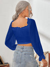 Mesh Sweetheart Neck Flounce Sleeve Top