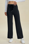 Black Basic Bae Full Size Air Scuba Drawstring Wide Leg Pants