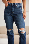 RFM Crop Dylan Full Size Tummy Control Distressed High Waist Raw Hem Jeans