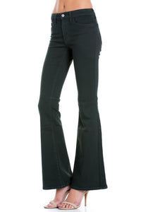 high waist flare denim pants chocolate