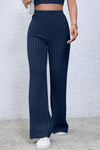 Blue Basic Bae Full Size Ribbed High Waist Flare Pants