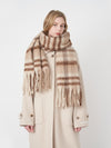 Fringe Plaid Polyester Scarf