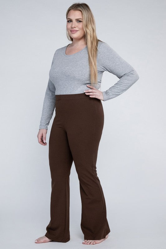 Plus Everyday Flare Bottoms Brown