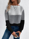 Color Block Drop Shoulder Long Sleeve Sweater