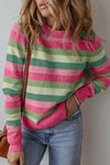 Striped Round Neck Long Sleeve Sweater