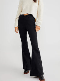 Black Asymmetric Waist Flare Jeans