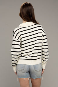 Stripe Collared Knit Sweater