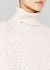 zoom in view of SWEATER TURTLENECK - KNIT PEARL beige