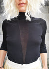 front view of WINTER SHIRT TURTLENECK STRETCH - KNIT TRANSPARENT black