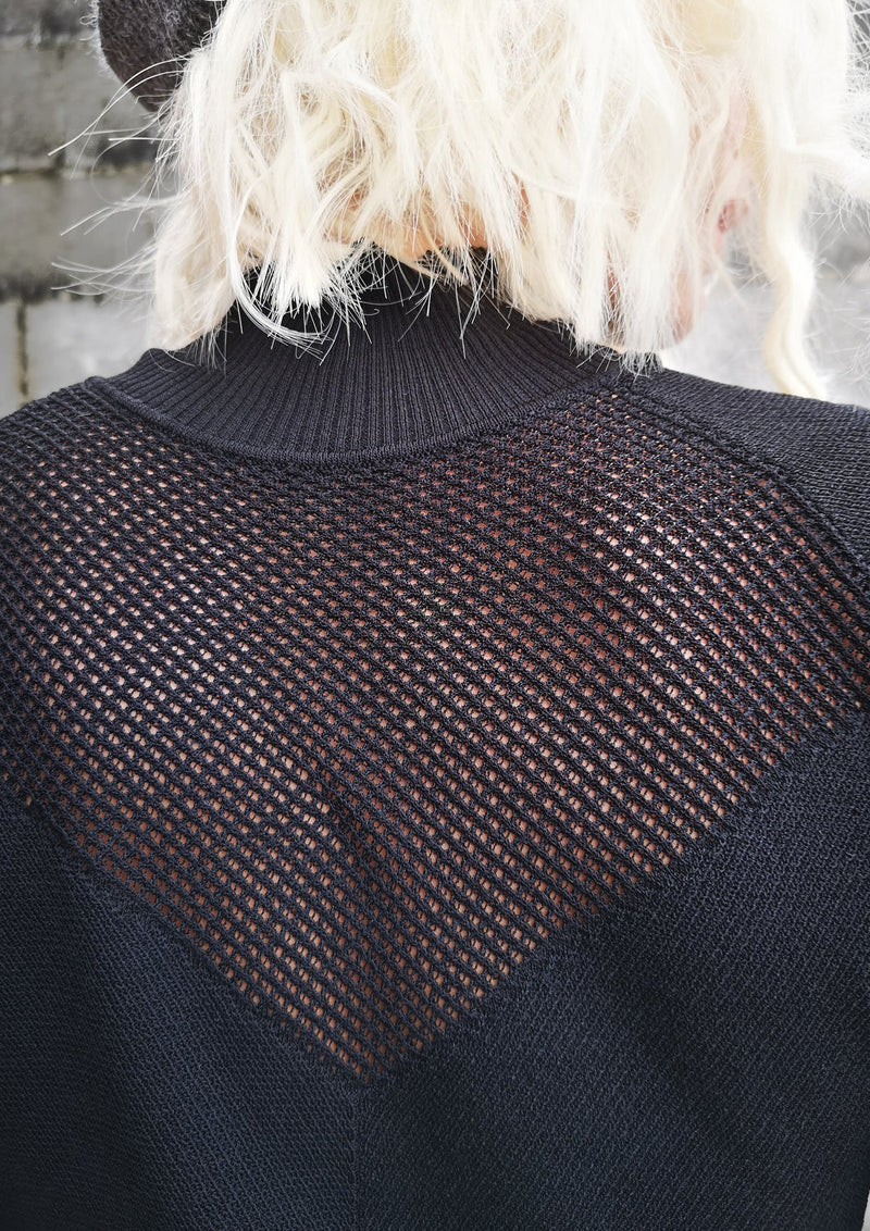 WINTER SHIRT TURTLENECK STRETCH - KNIT TRANSPARENT black by BERENIK