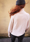 Back view of SWEATER TURTLENECK - KNIT PEARL beige