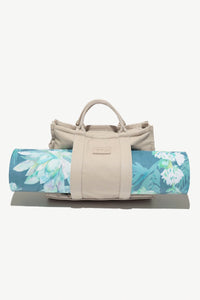 view of yoga mat pouch on the Sloane Tote - Taupe