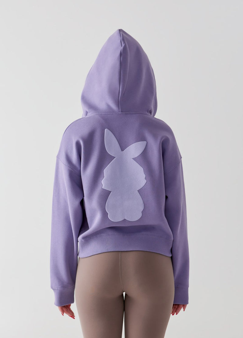 Back view of Bunny Crop Zip-up Hoodie