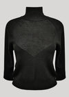 close up view of WINTER SHIRT TURTLENECK STRETCH - KNIT TRANSPARENT black