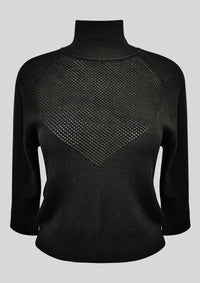 close up view of WINTER SHIRT TURTLENECK STRETCH - KNIT TRANSPARENT black