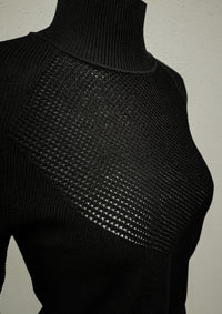 side view of WINTER SHIRT TURTLENECK STRETCH - KNIT TRANSPARENT black