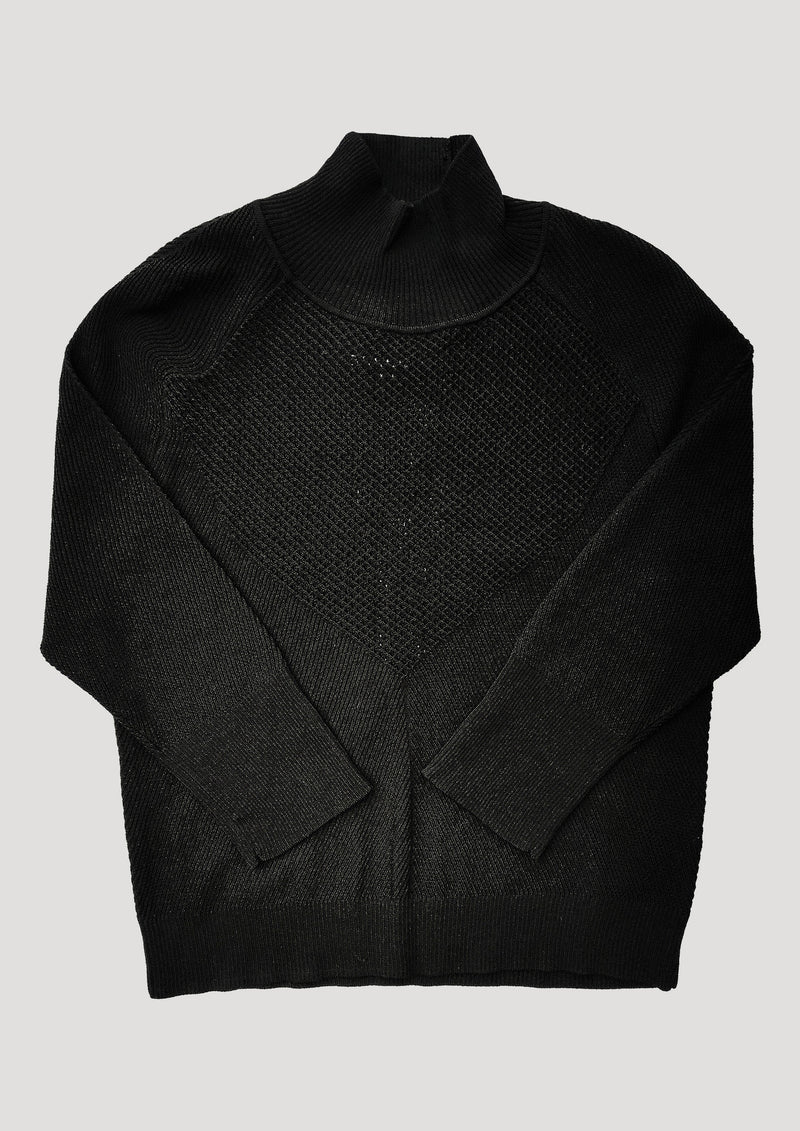 WINTER SHIRT TURTLENECK STRETCH - KNIT TRANSPARENT black