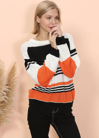 Sexy Drop Shoulder Striped Knit Sweater