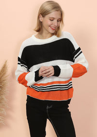 Drop Shoulder Striped Knit Sweater for spring