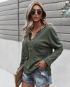 Faux Button Placket Sweater for modern women