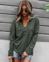 Spring Faux Button Placket Sweater