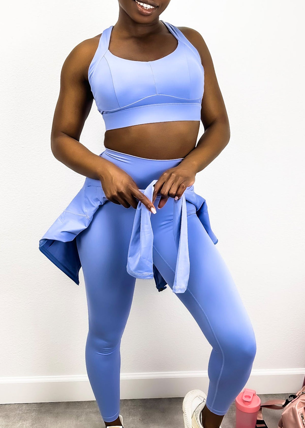 Three-Piece Hooded Zip Jacket, Sports Bra, and High-Rise Leggings Set by Anna-Kaci