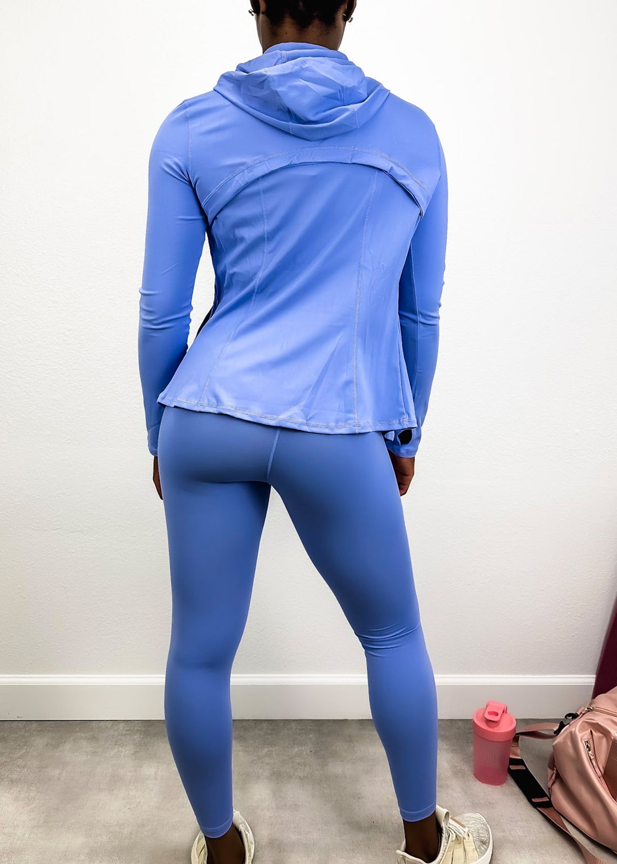 Three-Piece Hooded Zip Jacket, Sports Bra, and High-Rise Leggings Set by Anna-Kaci