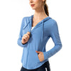 Breathable Active Drawstring Zip-Up Hoodie Jacket-blue