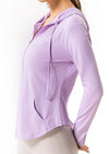 Breathable Active Drawstring Zip-Up Hoodie Jacket-purple