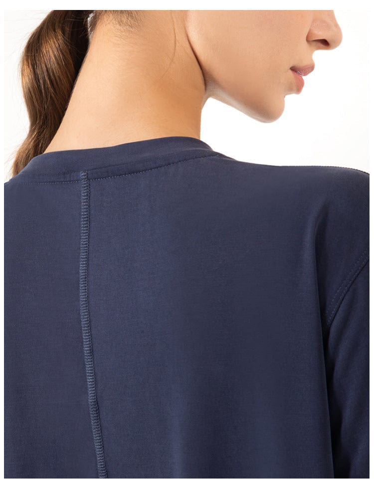 Back of High Neck Cropped Boxy Fitness Tee