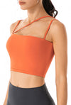 Asymmetrical Cut-Out Strappy Longline Sports Bra Tank-orange