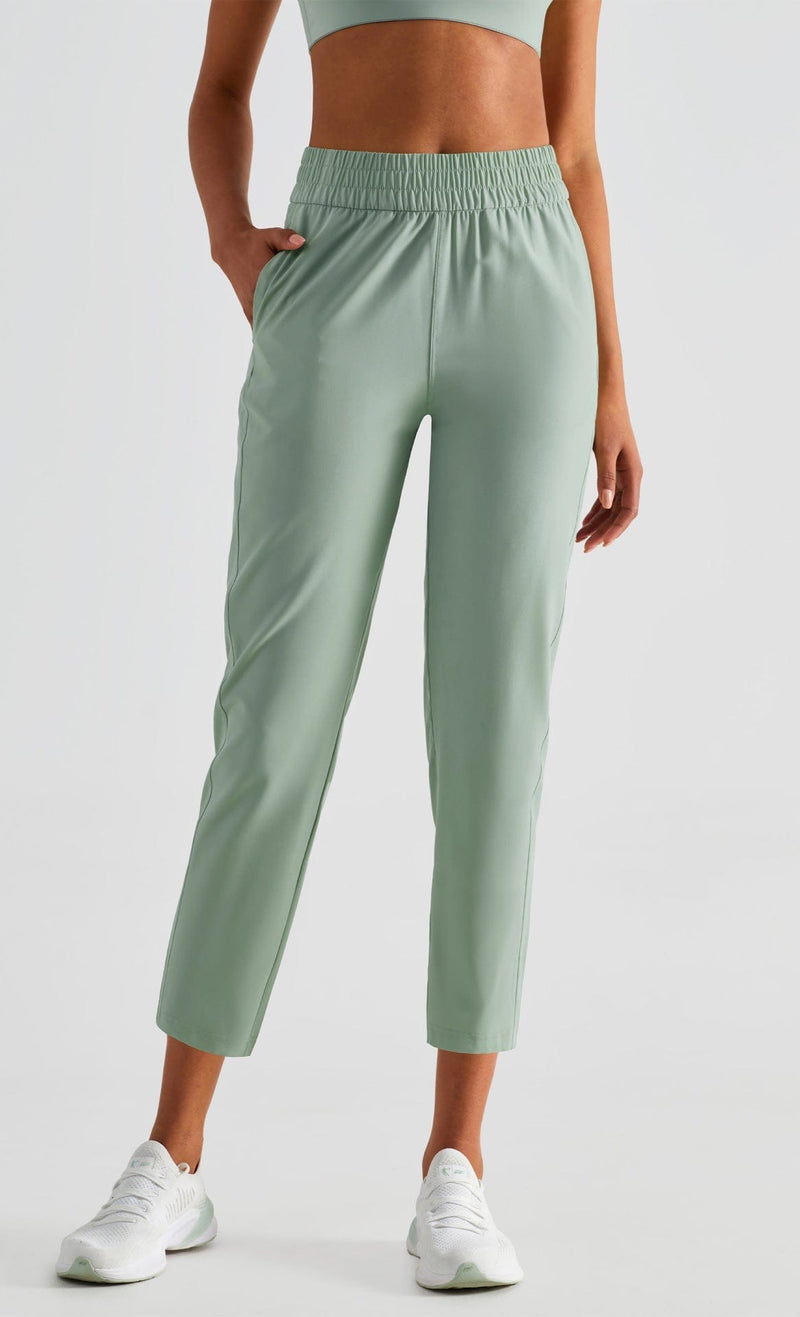 Green High Rise Cropped Capri Slim Fit Joggers