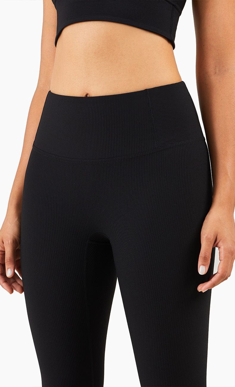 Trendy Ribbed Mid Waist Leggings