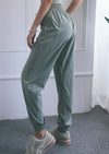 Left side High Rise Contouring Seam Drawstring Ruched Joggers