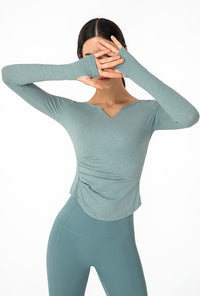 Athletic Yoga Long Sleeves Tops-green