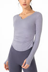 Athletic Yoga Long Sleeves Tops-light purple