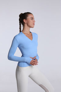 Buttery Soft Seamless Long Sleeve Active Top-blue