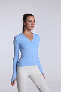 Buttery Soft Seamless Long Sleeve Active Top-blue