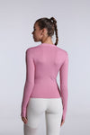 Back of Buttery Soft Seamless Long Sleeve Active Top-pink