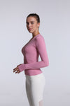 left view of Buttery Soft Seamless Long Sleeve Active Top-pink