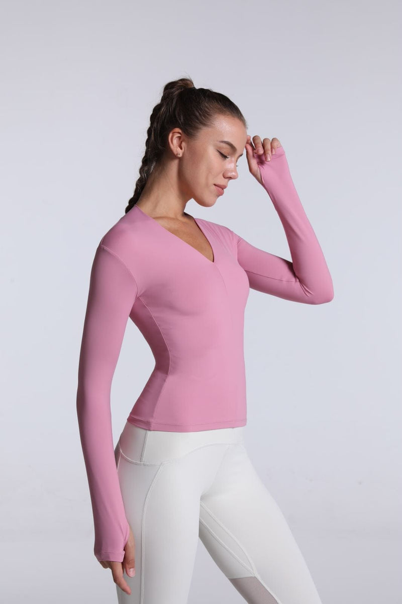 Buttery Soft Seamless Long Sleeve Active Top-pink