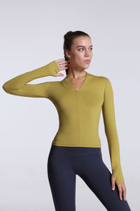 Buttery Soft Seamless Long Sleeve Active Top-green