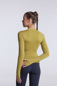 Back of Buttery Soft Seamless Long Sleeve Active Top-green