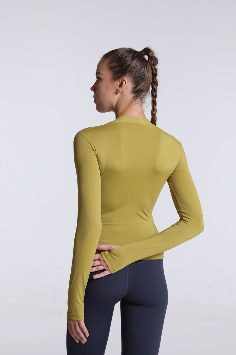 Back of Buttery Soft Seamless Long Sleeve Active Top-green