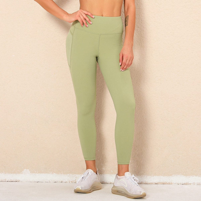 Green Mid Rise Mesh Paneling Leggings