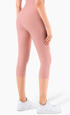 Biege High Rise Cropped Leggings w/ Seamings