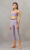 Gray High Rise Cropped Leggings w/ Seamings